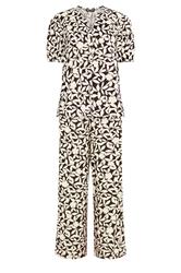 M&Co Set Chocolate Brown Leaf Print Top & Trousers | M&Co 6