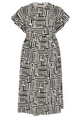 YOURS Curve Black Abstract Frill Sleeve Dress