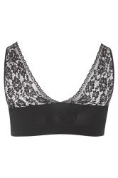 Plus Size Black Lace Seamless Padded Non-Wired Bralette | Yours Clothing