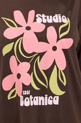 YOURS Plus Size Chocolate Brown Floral Graphic Print T-Shirt | Yours Clothing 4