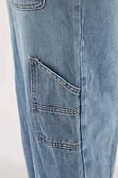 PixieGirl Petite Women's Mid Blue Carpenter Wide Leg Jeans | PixieGirl 4