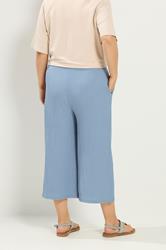 YOURS Plus Size Light Blue Crinkle Culottes | Yours Clothing 2