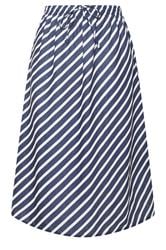 YOURS Curve Navy Blue Linen Look Stripe Skirt