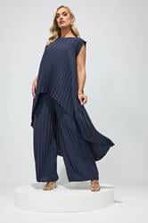 YOURS LONDON Plus Size Navy Blue Pleated Set | Yours Clothing 3