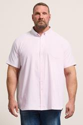 D555 Big & Tall Pink Short Sleeve Oxford Shirt | BadRhino 3