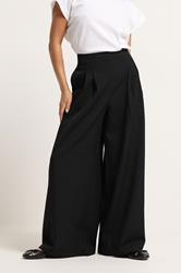 PixieGirl Petite Women's Black Pleat Front Palazzo Trousers | PixieGirl 1