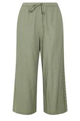 YOURS pantalones de lino verde caqui con detalle de ganchillo