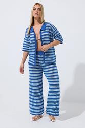 LIMITED COLLECTION Plus Size Blue Stripe Knitted Shirt | Yours Clothing 2