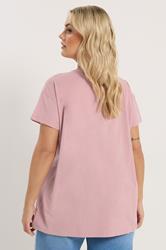 YOURS Plus Size Pink Beaded Daisy T-Shirt | Yours Clothing 2