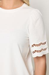 YOURS Plus Size White Broderie Anglaise Angel Sleeve T-Shirt | Yours Clothing 4