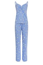 LTS Tall Blue Starfish Print Cotton Wide Leg Pyjama Set