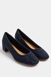 LTS Navy Blue Block Heel Ballerina Pumps