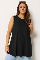 YOURS Plus Size Black Soft Touch Swing Vest Top | Yours Clothing 3