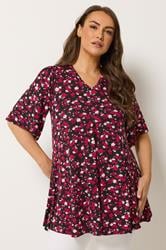 YOURS Plus Size Black Floral Pleated Front Top | Yours Clothing 3