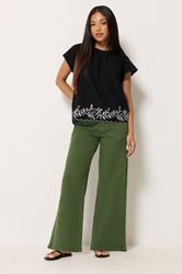 M&Co Petite Khaki Green Wide Leg Jeans | M&Co 3