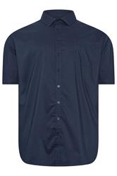D555 Big & Tall Navy Blue Short Sleeve Non Iron Stretch Shirt