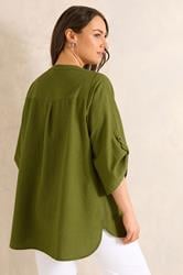 EVANS Plus Size Green Utility Cotton Shirt | Evans 2