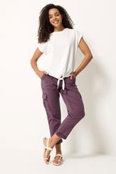 M&Co Berry Purple Cargo Trousers | M&Co 3