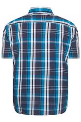 KAM Big & Tall Navy Blue Check Short Sleeve Shirt 4