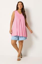 YOURS Plus Size Bright Pink Pleat Front Vest Top | Yours Clothing 1