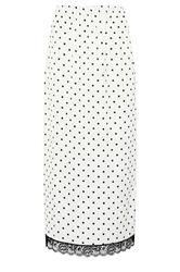 PixieGirl Petite White Polka Dot Satin Maxi Skirt