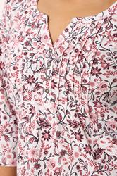 M&Co Petite Pink & White Floral Cotton Henley Top | M&Co 4