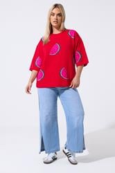 LIMITED COLLECTION Plus Size Red Knitted Boxy Top  1
