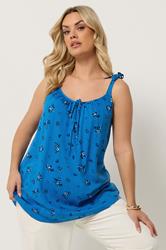 YOURS Plus Size Blue Ditsy Floral Vest Top | Yours Clothing 3