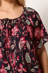 YOURS Plus Size Black Floral Pintuck Blouse | Yours Clothing 4
