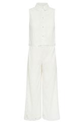 PixieGirl Petite Women's Set White Lace Lined Shirt & Wide Leg Trousers | PixieGirl 10
