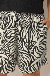 YOURS Plus Size Black Zebra Print Shorts | Yours Clothing 4