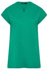 YOURS Curve Green Notch Neck T-Shirt
