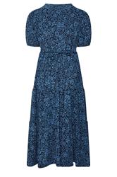 EVANS Plus Size Navy Blue Floral Tiered Dress | Evans 6
