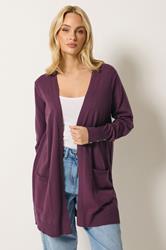 M&Co Berry Purple Button Detail Midi Cardigan | M&Co 3