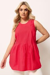 YOURS Plus Size Red Pleated Peplum Cami Vest | Yours Clothing 3