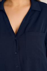 EVANS Curve Navy Blue Long Sleeve Shirt | Evans 4
