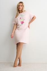 YOURS Plus Size Pink 'Matcha Lover' Sleep Tee Nightdress | Yours Clothing 1