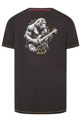 D555 Big & Tall Washed Black Gorilla Guitar Print T-Shirt | BadRhino 2