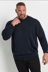 JACK & JONES Big & Tall Navy Blue Crew Neck Fine Knit Jumper | BadRhino 3