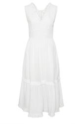 PixieGirl Petite White Ruffle Tie Back Midi Dress