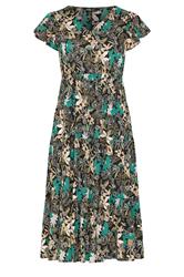 YOURS Plus Size Black & Green Floral Smock Dress | Yours Clothing 5