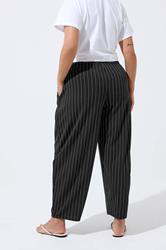 LIMITED COLLECTION Plus Size Black Pinstripe Barrel Trousers | Yours Clothing 2