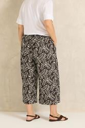 EVANS Plus Size Brown Leaf Print Linen Cropped Trousers | Evans 5