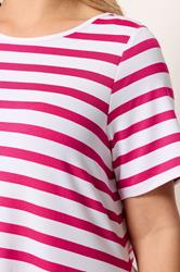 Yours Plus Size Pink Stripe Swing T-Shirt | Yours Clothing 4