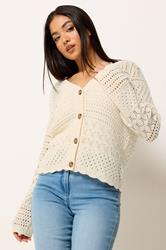 M&Co Petite Cream Crochet Button Through Cardigan | M&Co 3