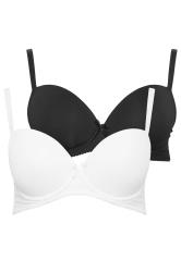 M&Co 2 PACK Black & White Moulded T-Shirt Bra | M&Co 3