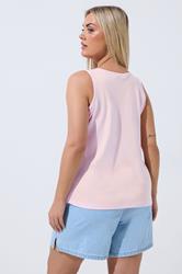 LIMITED COLLECTION Plus Size Light Pink Embroidered Strawberry Vest Top | Yours Clothing 2