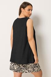 YOURS Plus Size Black Crinkle V-Neck Cami Vest Top | Yours Clothing 2