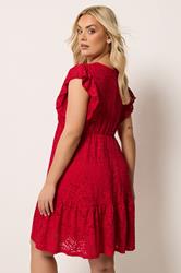 YOURS Curve Red Wrap Pointelle Dress 2