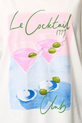 YOURS Plus Size Ivory White 'Le Cocktail' Boxy T-Shirt | Yours Clothing 4